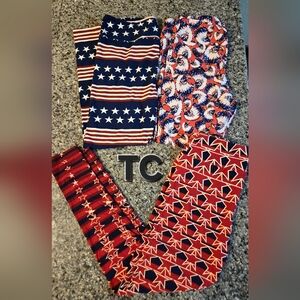 LULAROE TC LEGGINGS AMERICAN 4TH OF JULY LOT OF 3 ~PRE OWNED/EXCELLENT CONDITION